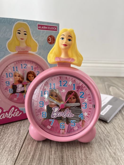 Nowy zegar budzik Barbie różowy