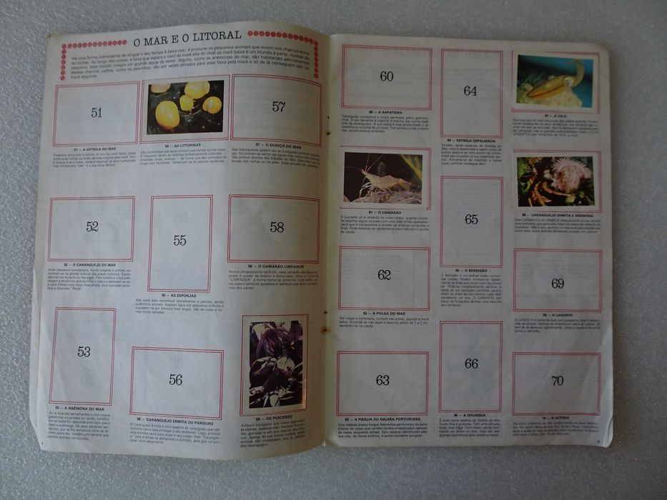 Caderneta de cromos O Mundo Prodigioso dos Animais (tem 45 cromos)