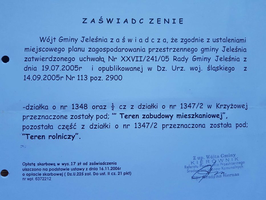 Sprzedam działkę budowlaną Krzyżowa koło Jeleśni województwo śląskie
