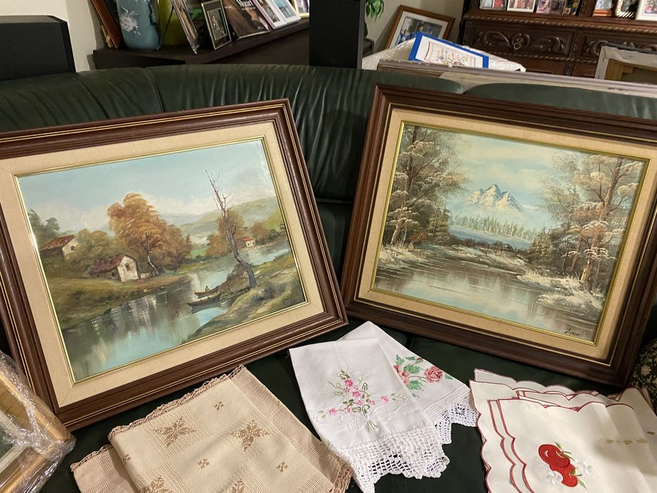 Três quadros a oleo assinados!Cada um 90 euros.Alt. 55cm Larg. 65cm!