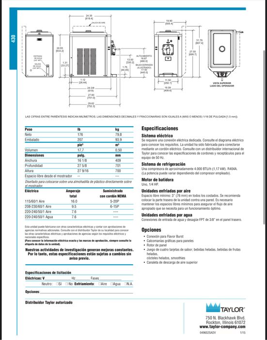 Venda de Máquina - Taylor 430 Máquina gelados/acai