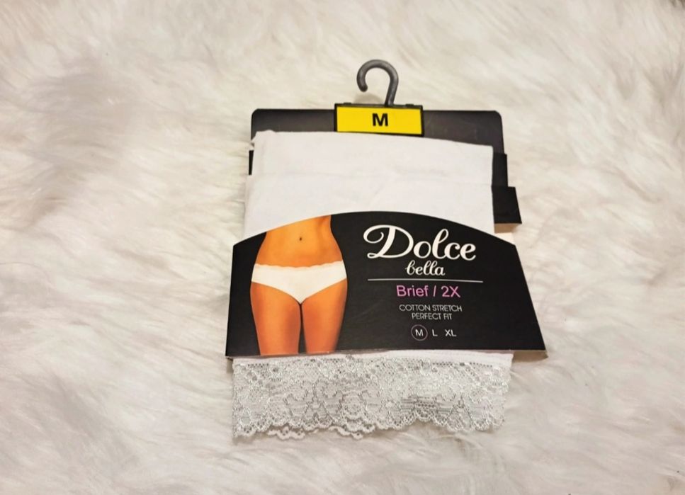 Dwupak majtek bawełnianych białe z koronką rozmiar M 38 Dolce