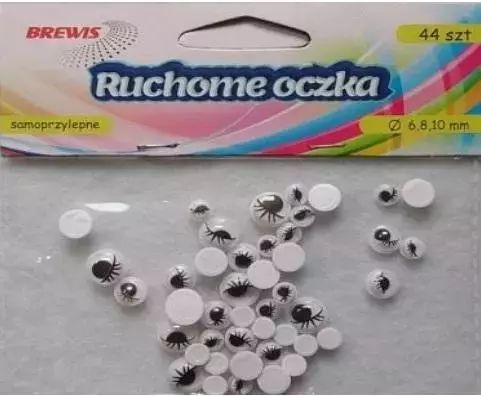 Ruchome oczka z rzęsami 44szt. Brewis