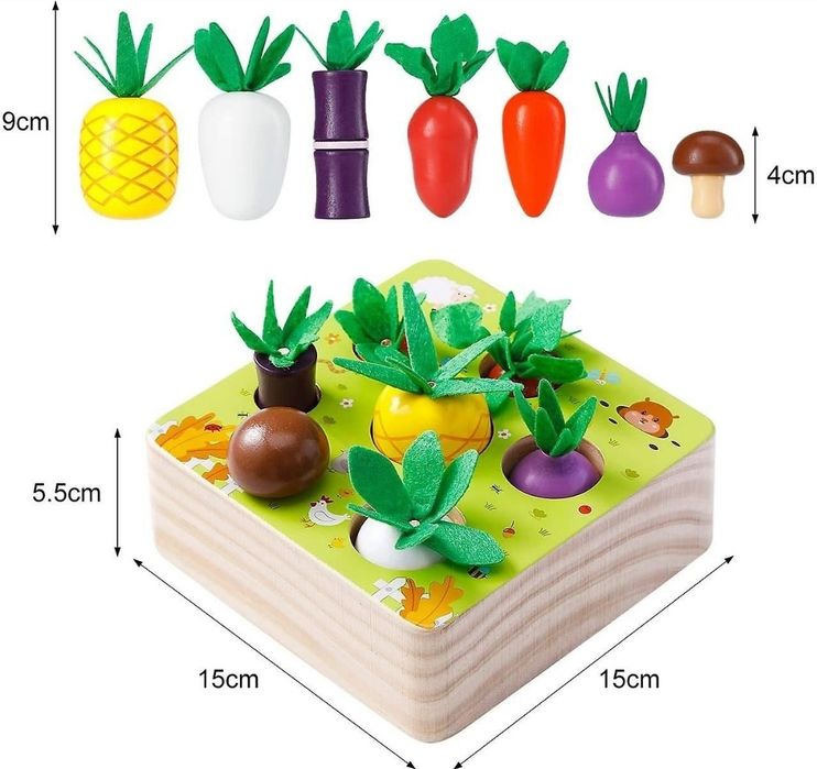 Drewniana zabawka edukacyjna Happy Farm Montessori 12m +