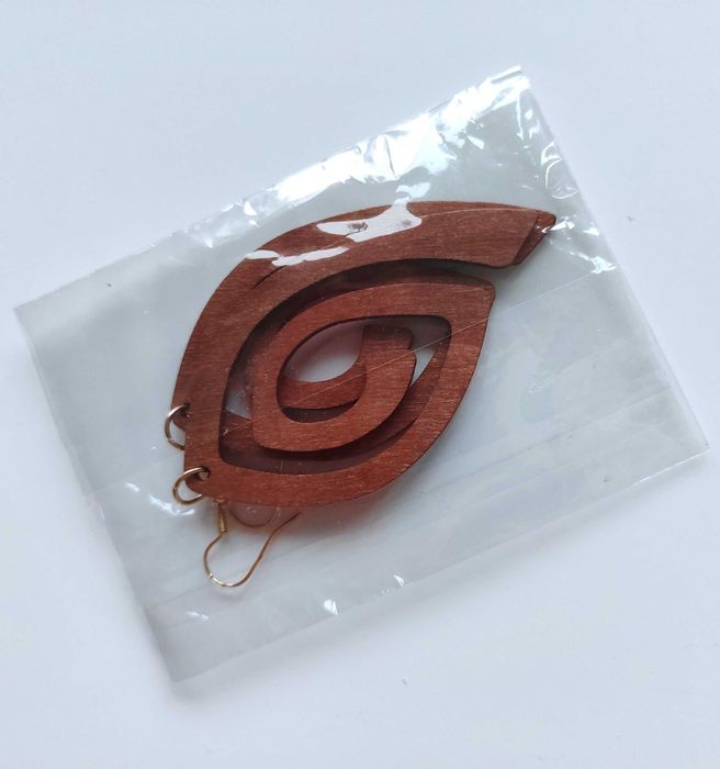 Nowe kolczyki drewniane boho vintage naturalne spiralne