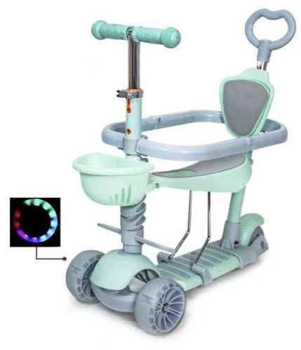 Дитячий самокат  з батьківською ручкою, бортиком та широкі колеса