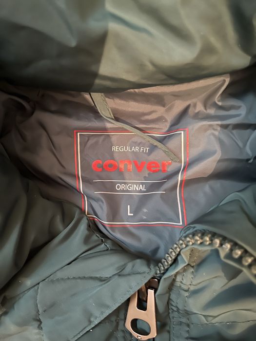 Мужской пуховик conver (оригинал) зеленый размер L 100% пух