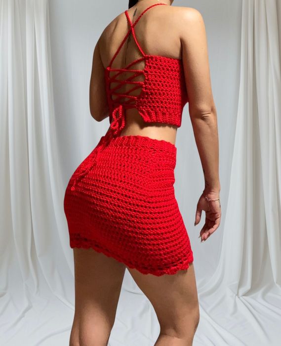 Conjunto em croché feito à mão