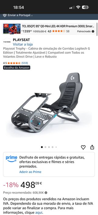 Cadeira logitech  com suporte  (300 a cadeira) + (300 pack volante)