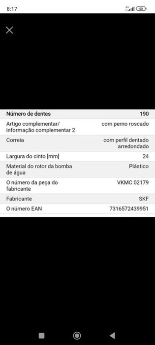 Kit correia de distribuição e bomba de água SKF nova
