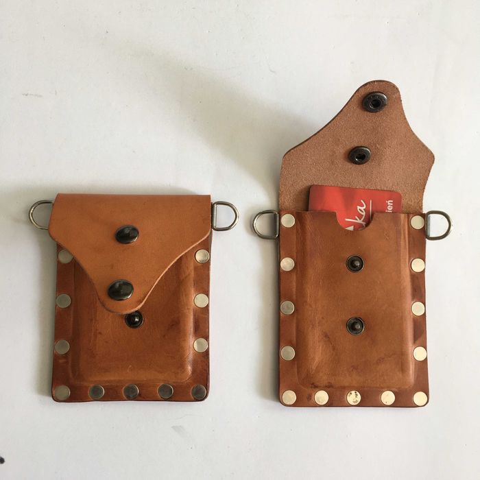 Mały skórzany portfel etui na karty debetowe wizytówki skóra portfelik