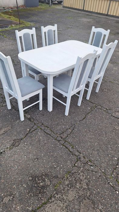Stół + krzesła białe