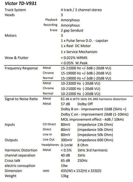 Victor TD-V931 Кассетный магнитофон / дека
