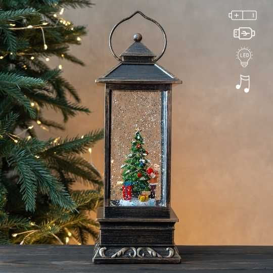 Новорічна музична іграшка з снігом Новорічний ліхтар Новогодний фонарь