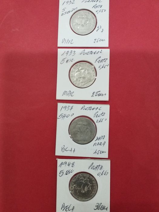 Moedas antigas em prata portuguesas