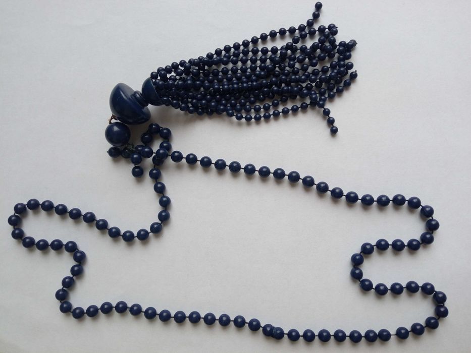 Naszyjnik granatowy z korali korale plastikowe niebieskie granatowe