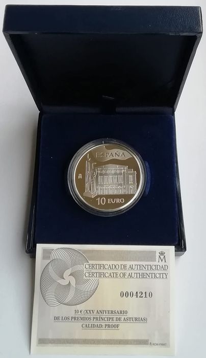 Іспанія 10 євро 2005р. Премія принца Австрійського. СРІБЛО. ПРУФ.