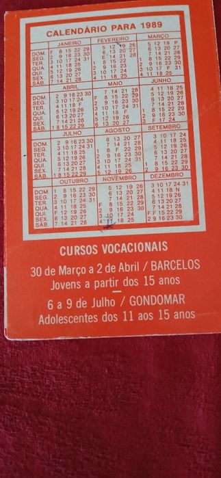 Calendário Capuchinhos de Portugal-1989