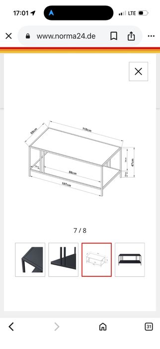 Modny stolik kawowy KUMLINGE metal stol
