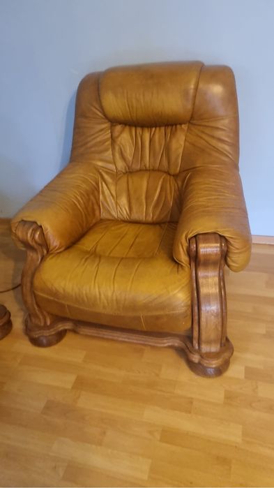skórzna kanapa i fotel