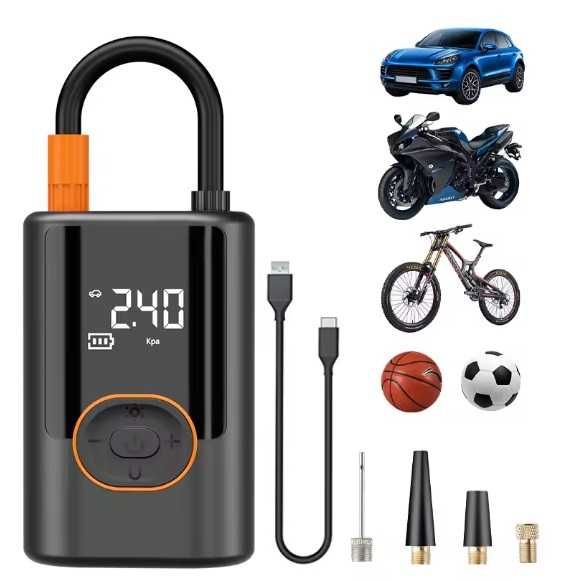 Mocna Pompka Sprężarka 3W1 Zawór START-STOP Kompresor POWERBANK AUTO