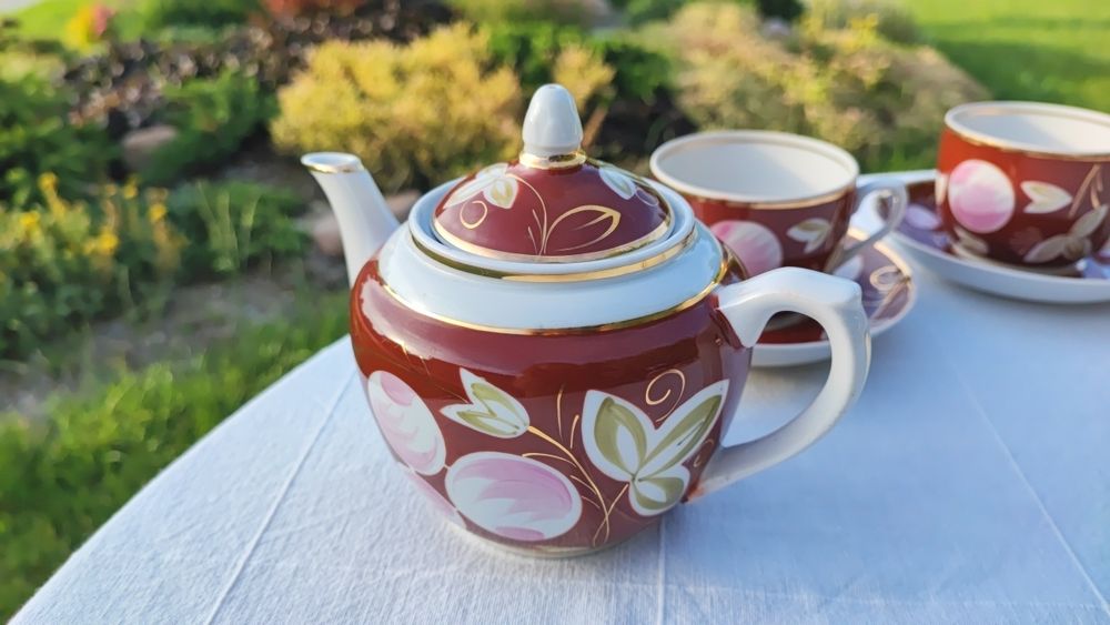 Porcelana Werbilki DFZ Serwis do herbaty ŚLIWKA