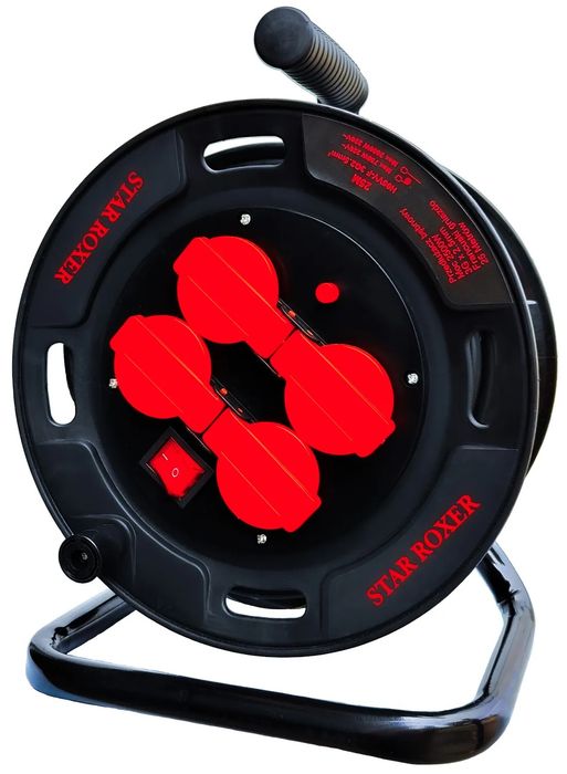 Przedłużacz 50 m bębnowy 3x2,5mm budowlany 250V gniazdo bolec 2500W