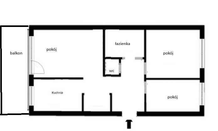 Mieszkanie Os. Zamkowe, 3 pokoje, wysoki parter 63m2, duży balkon, do remontu