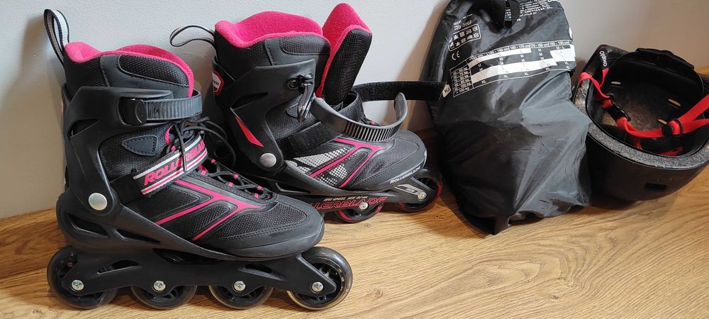 ROLKI ROLLERBLADE rozmiar 39, zestaw ochraniaczy i kask