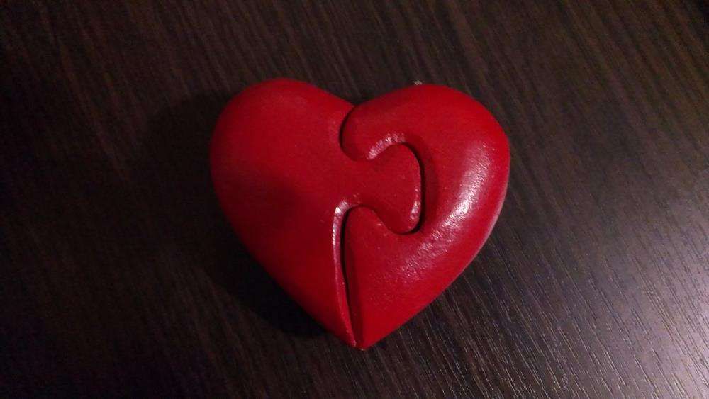 дерево сувенир разборное красное сердце ручная работа 9 на 9 см декор