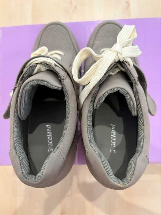 Sneakersy botki na koturnie r 37 23,5 khaki szary jak nowe
