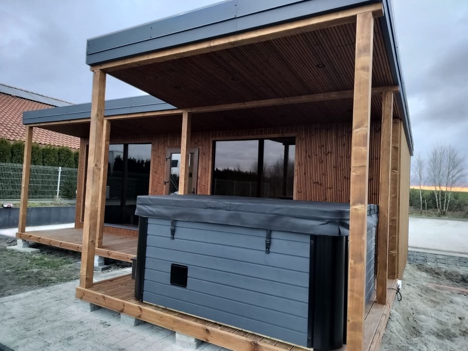 Sauna ogrodowa 3,0x7,0 plus miejsce na balie 3,0x3,0