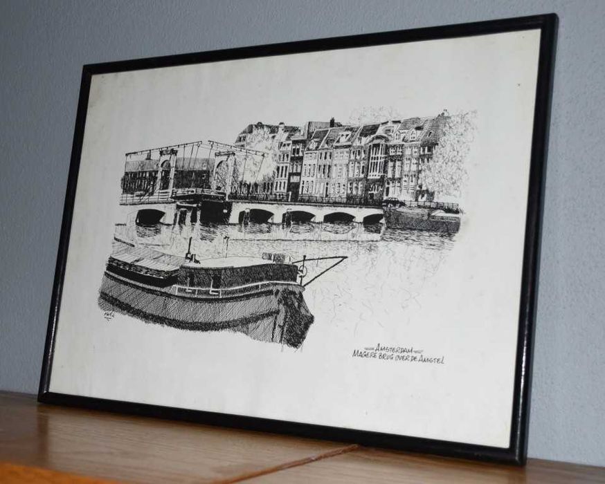 Quadro com a ponte Magere Brug sobre o Amstel, nos Países Baixos