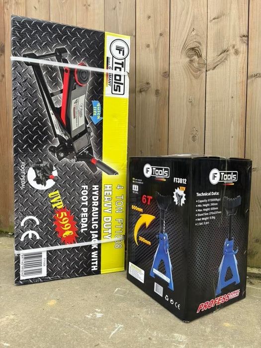 Macaco hidráulico 4TON baixo perfil + perguiças de 3T ou de 6T
