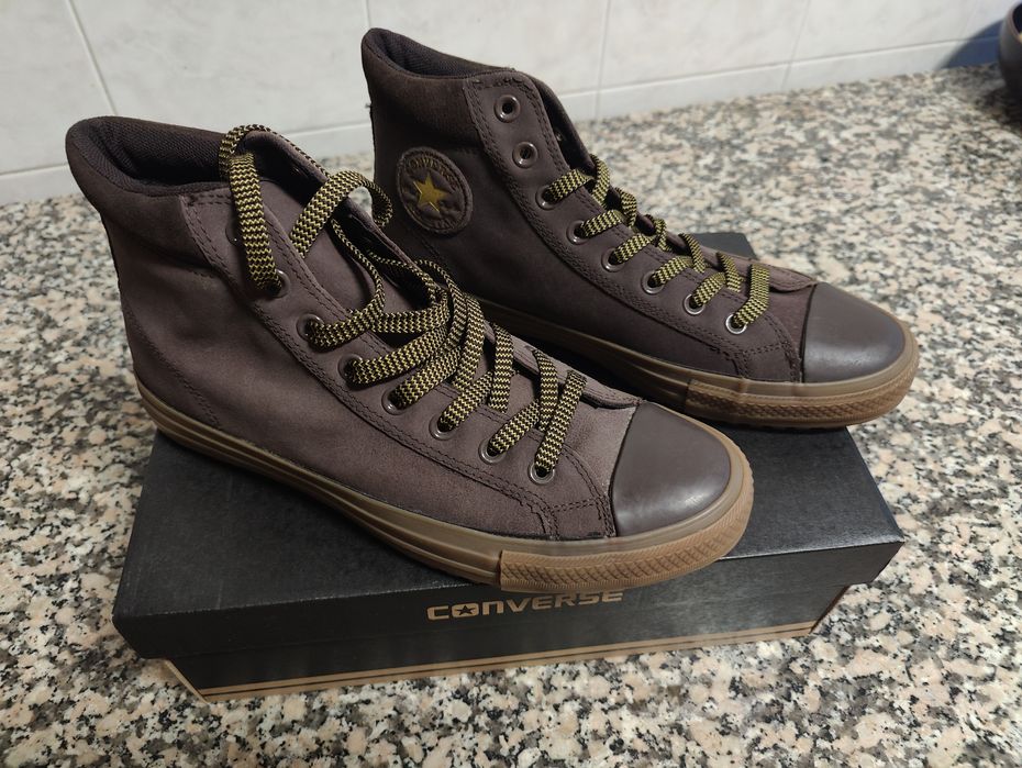Converse All Star bota Castanhas em pele