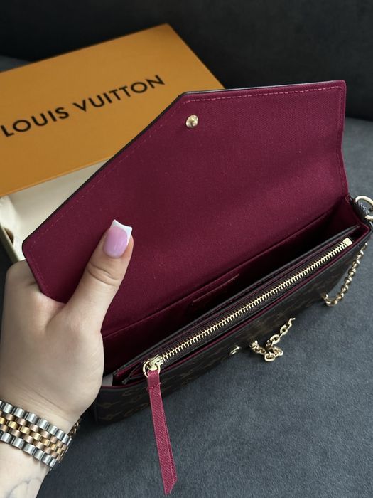 Сумка клатч шкіряна в стилі Louis Vuitton Pochette Felicie, луі вітон