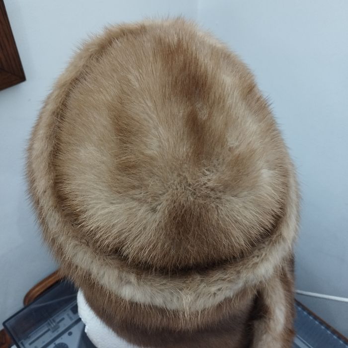 Czapka z szalem, lis naturalny, futerko, łapki, ogon, czapka futrzana