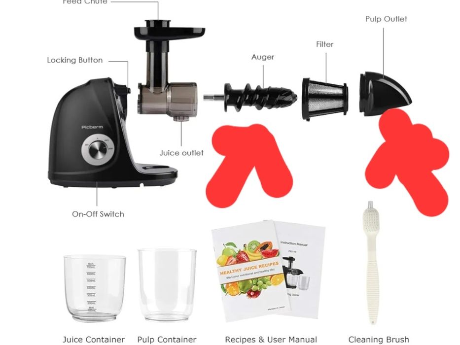 Wyciskarka wolnoobrotowa Picberm czerwona 150