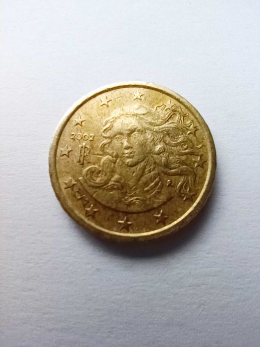 Moeda 10 cêntimos Itália 2002 com erros cunhagem