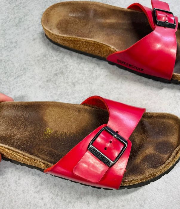 Жіночі сандалі birkenstock червоні, біркенштокі оригінал