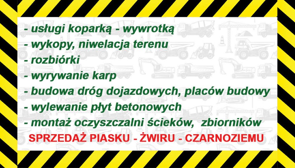 Usługi wynajem koparka/ładowarka wywrotka minikoparka prace roboty ziemne fundame wykopy zwir  piach czarnoziem transport kopanie