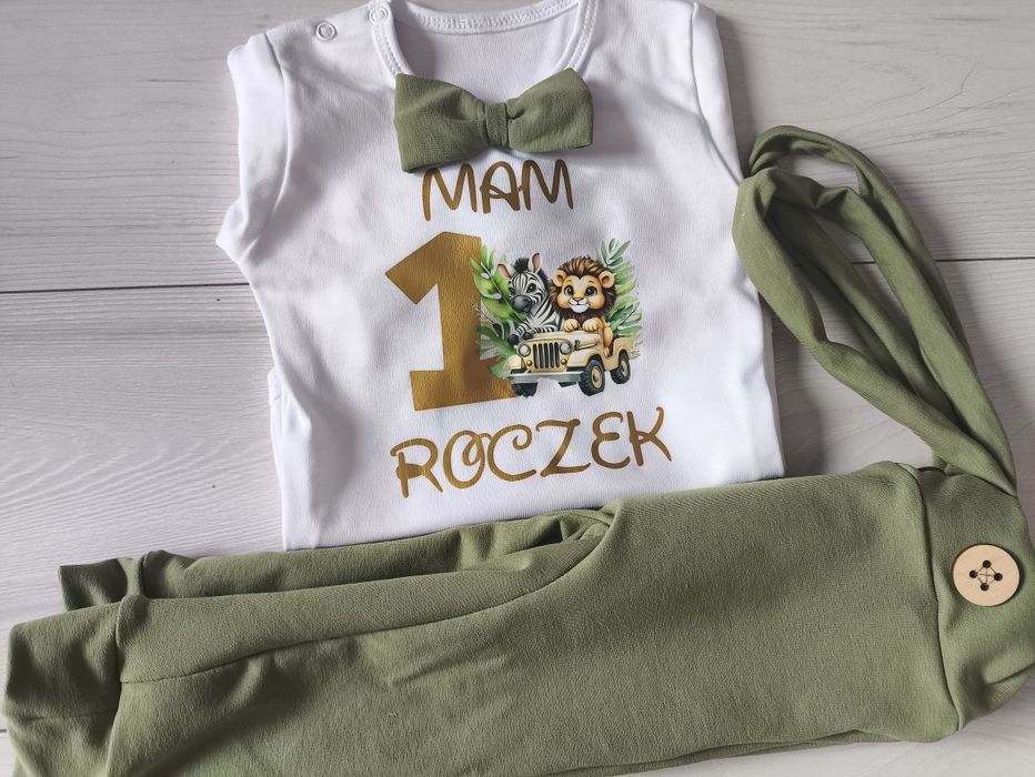 Komplet na roczek rok chlopiec pierwsze urodziny elegant