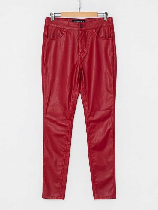 Яскраві червоні шкіряні штани 38-40