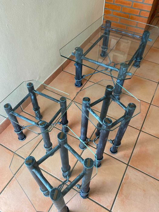 Mesas de Ferro com tampo de vidro