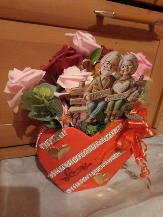 Flawer box serce na Dzień Babci i Dziadka