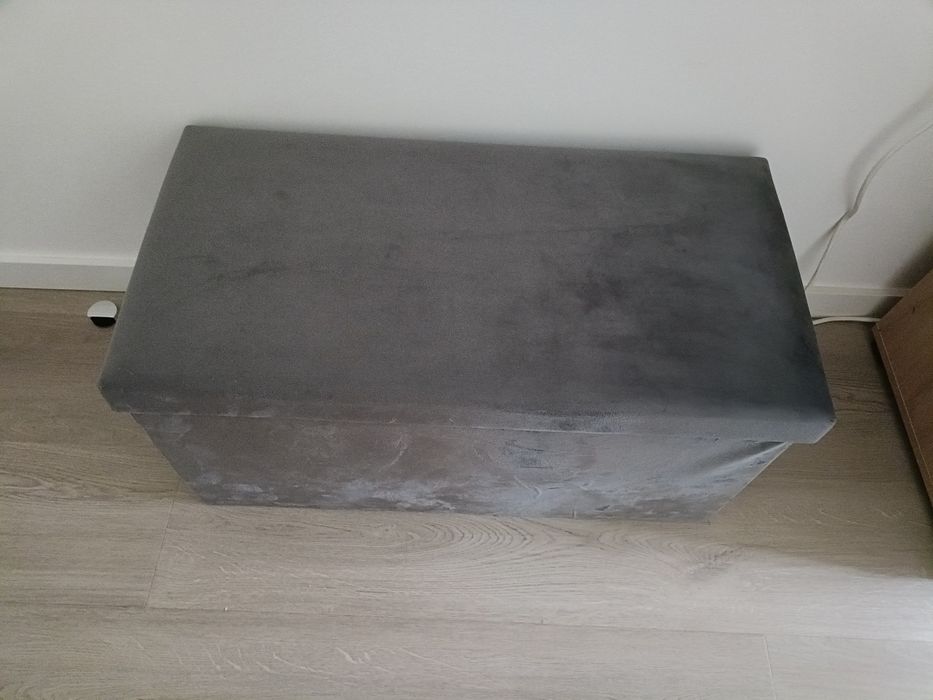 Pufe duplo veludo  cinza 38x76cm
