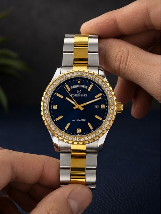 Forsining 6919 Silver-Gold-Blue Steel