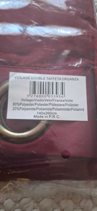 Cortina dupla bordeaux estado novo"Dupla Camada", com ilhós decorativos