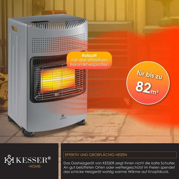 Інфрачервоний газовий обігрівач KESSER 4200W 35x42x74 см світло-сірий