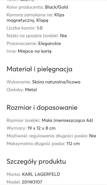 Karl Lagerfeld torebka nowa pikowana czarna